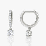 Solitaire Drop Pavé 14K White Gold Huggie Hoop w. Lab-Grown Diamonds