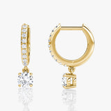 Solitaire Drop Pavé 14K Gold Huggie Hoop w. Lab-Grown Diamonds