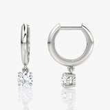 Solitaire Drop 14K White Gold Huggie Hoop w. Lab-Grown Diamonds