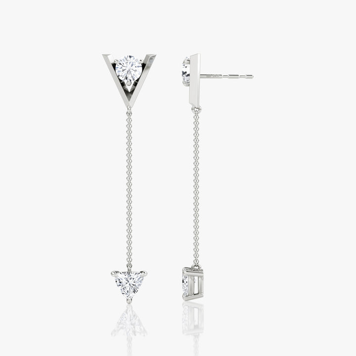 V Duo Dangle 14K Hvidguld Øreringe m. 1.0ct Lab-Grown Diamanter
