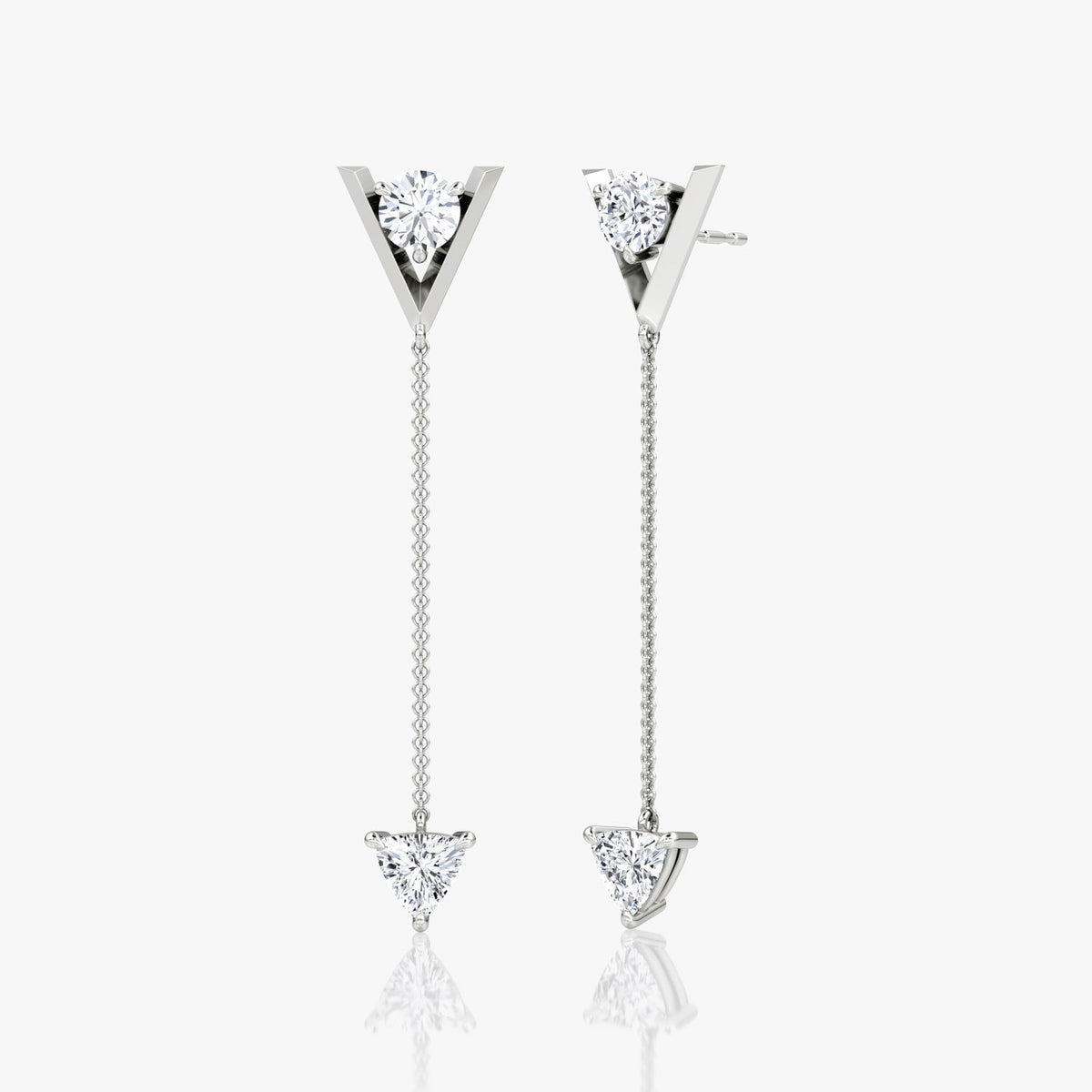 V Duo Dangle 14K Hvidguld Øreringe m. 1.0ct Lab-Grown Diamanter