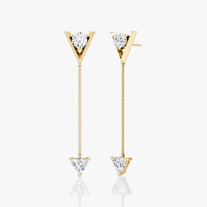 V Duo Dangle 14K Guld Øreringe m. 1.0ct Lab-Grown Diamanter