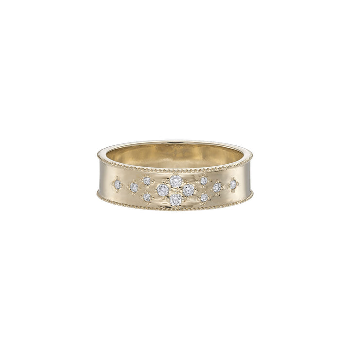 Dala Wide Diamond Scatter Band 9k Guld Ring m. Diamanter