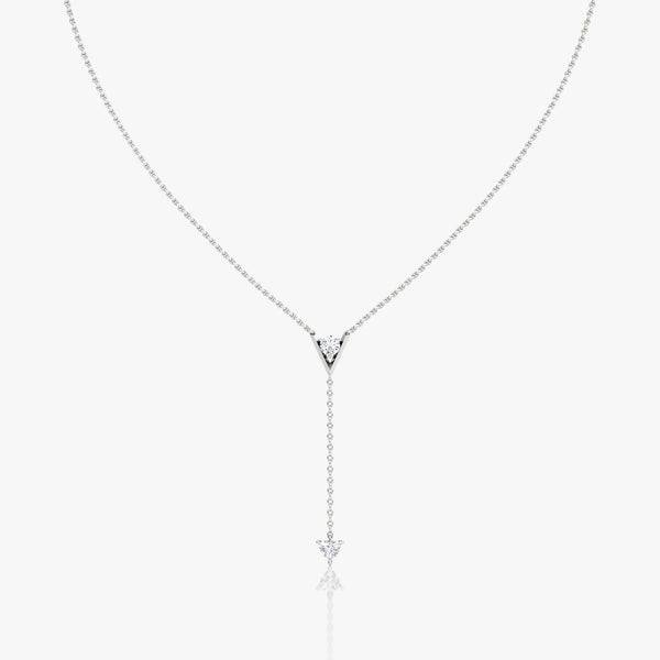 V Duo Lariat 14K White Gold Necklace w. 0.50ct  Lab-Grown Diamonds