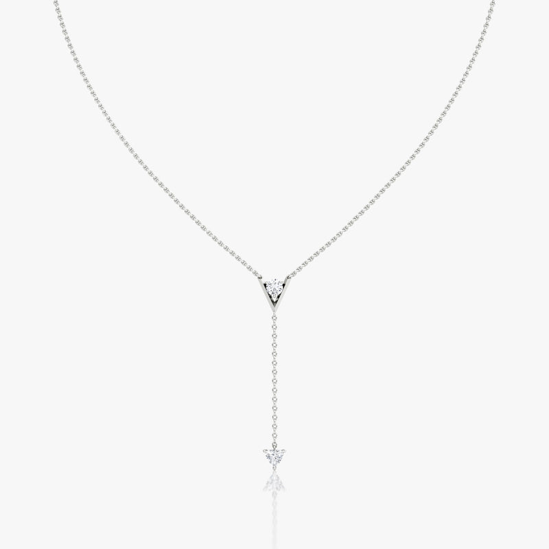 V Duo Lariat 14K White Gold Necklace w. 0.50ct  Lab-Grown Diamonds