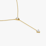 V Duo Lariat 14K Gold Necklace w. 0.50ct  Lab-Grown Diamonds