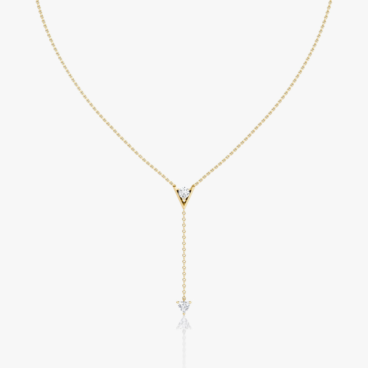 V Duo Lariat 14K Gold Necklace w. 0.50ct  Lab-Grown Diamonds