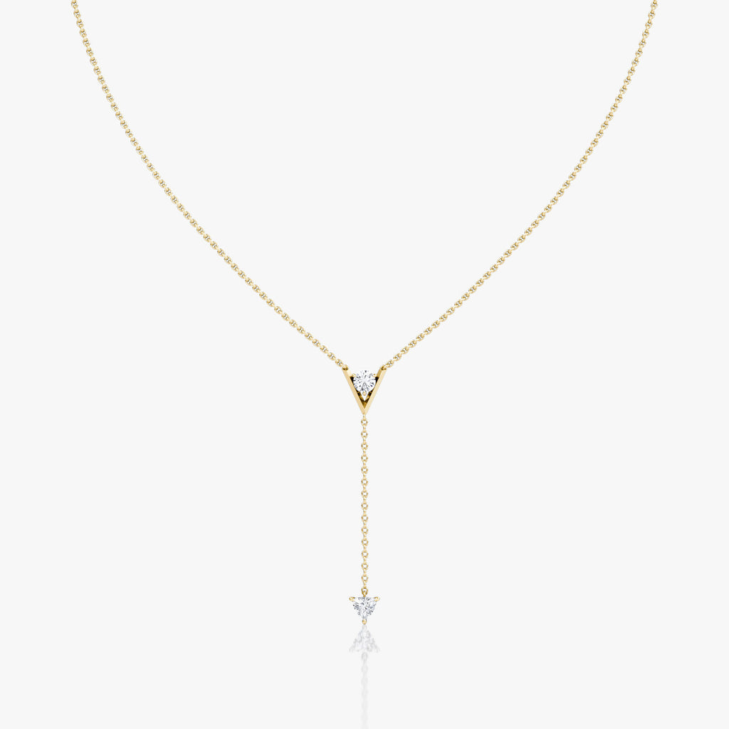 V Duo Lariat 14K Gold Necklace w. 0.50ct  Lab-Grown Diamonds