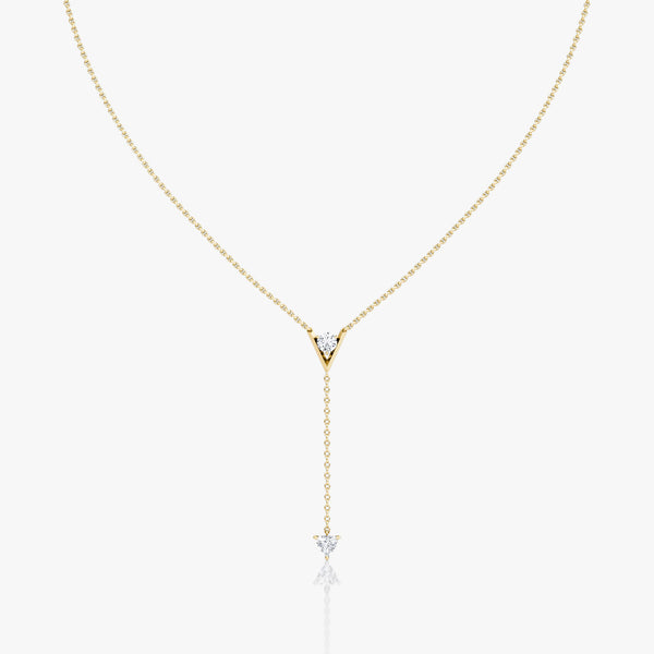 V Duo Lariat 14K Gold Necklace w. 0.50ct  Lab-Grown Diamonds