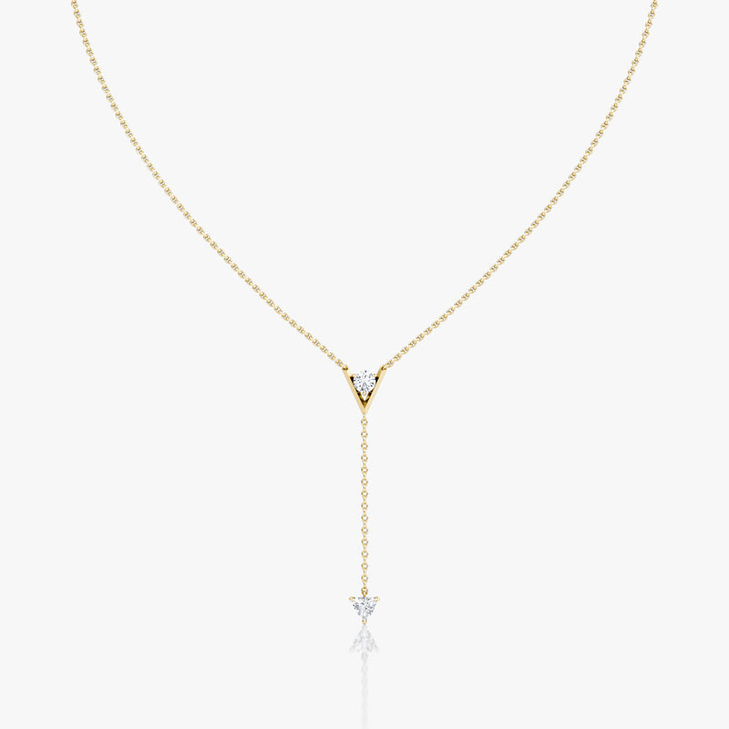 V Duo Lariat 14K Gold Necklace w. 0.50ct  Lab-Grown Diamonds