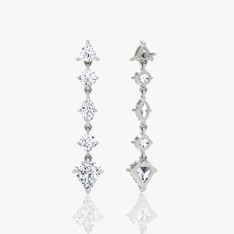 Mixed Shape Pavé Dangle 14K White Gold Earrings w. 3.0ct Lab-Grown Diamonds