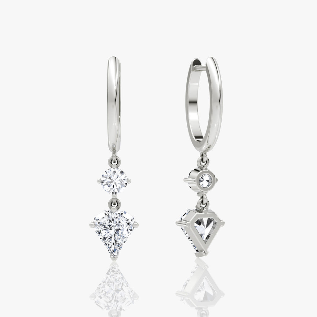Duo Drop 14K Hvidguld Huggies m. 2.0ct Shield Lab-Grown Diamanter