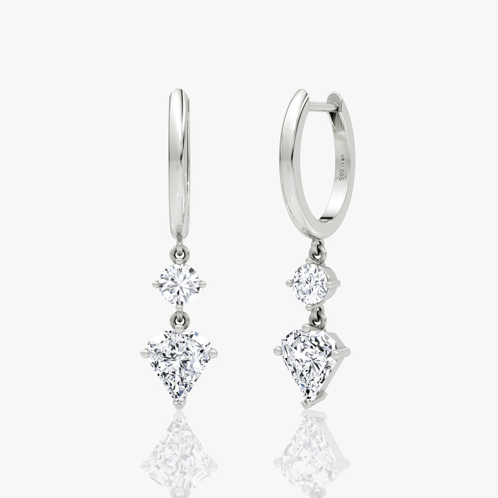 Duo Drop 14K Hvidguld Huggies m. 2.0ct Shield Lab-Grown Diamanter