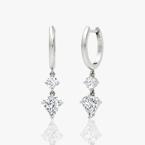 VRAI Duo Drop 14K White Gold Huggies Shield Lab-Grown