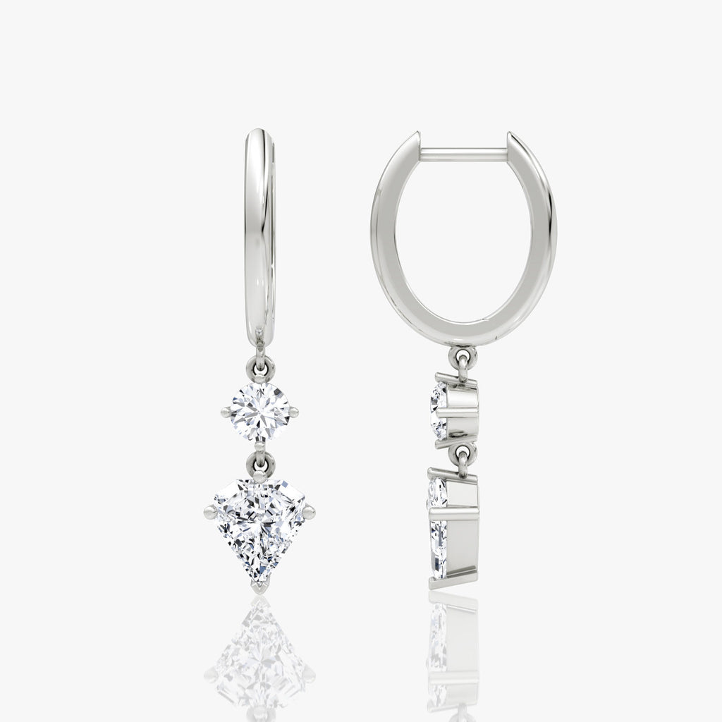 Duo Drop 14K Hvidguld Huggies m. 2.0ct Shield Lab-Grown Diamanter