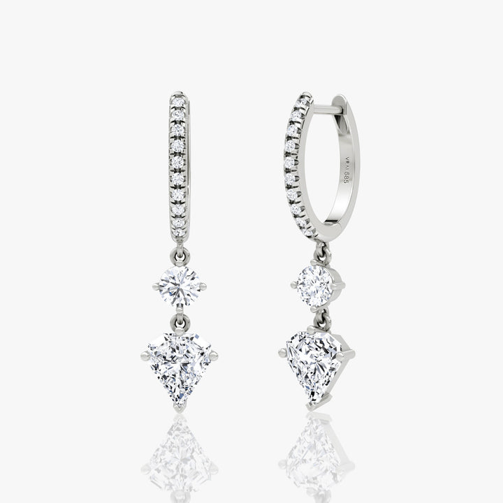 Duo Drop Pavé 14K Hvidguld Huggies m. 2.0ct Shield Lab-Grown Diamanter