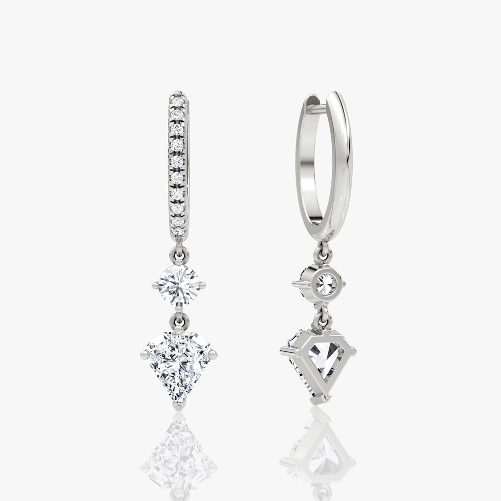 Duo Drop Pavé 14K Hvidguld Huggies m. 2.0ct Shield Lab-Grown Diamanter