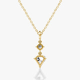 Duo Drop 14K Gold Necklace w. 1.0ct Round Brilliant & Shield Lab-Grown Diamonds