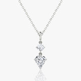 Duo Drop 14K White Gold Necklace w. 1.0ct Round Brilliant & Shield Lab-Grown Diamonds