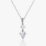 Duo Drop 14K White Gold Necklace w. 1.0ct Round Brilliant & Shield Lab-Grown Diamonds