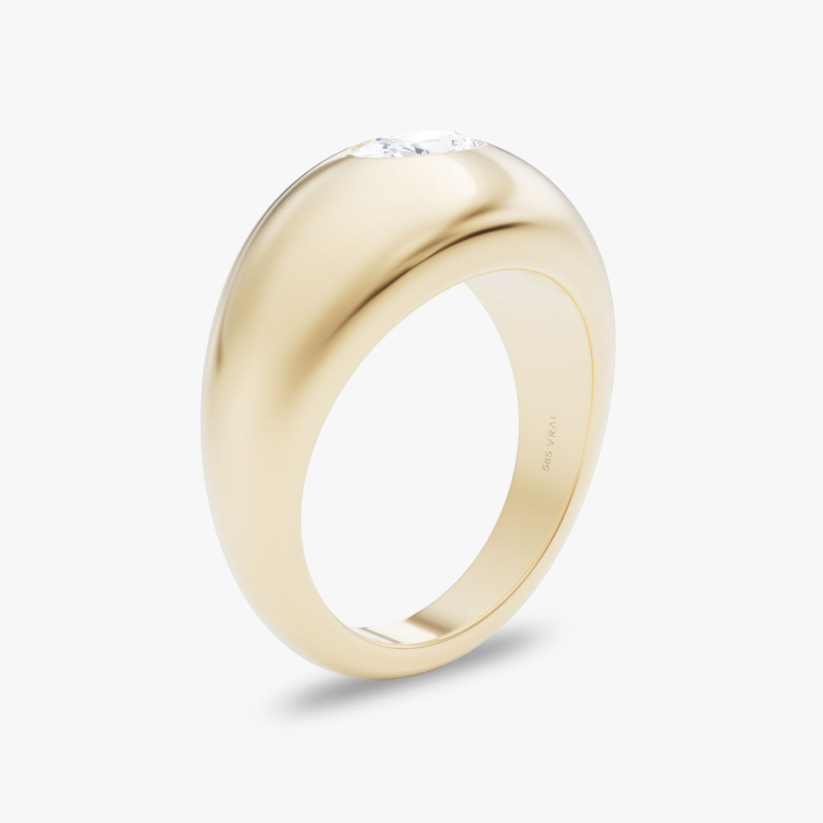 Dome Band 14K Guld Ring m. 0.50ct Oval Lab-Grown Diamant