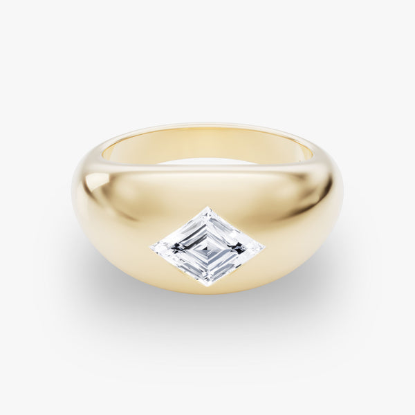 Dome Band 14K Gold Ring w. 0.75ct Lozenge Lab-Grown Diamond