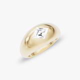 Dome Band 14K Gold Ring w. 0.75ct Lozenge Lab-Grown Diamond