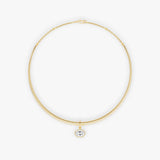 Collar Bezel Drop 14K Gold Necklace 3.75ct Oval Lab-Grown Diamonds