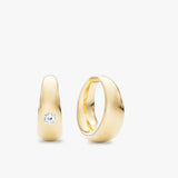 Dome Round 14K Gold Hoops w. 0.50ct Hexagon Lab-Grown Diamonds