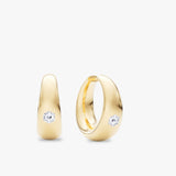 Dome Round 14K Gold Hoops w. 0.50ct Hexagon Lab-Grown Diamonds