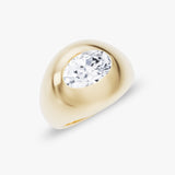 Dome Band 14K Gold Ring w. 2.0ct Oval Lab-Grown Diamond