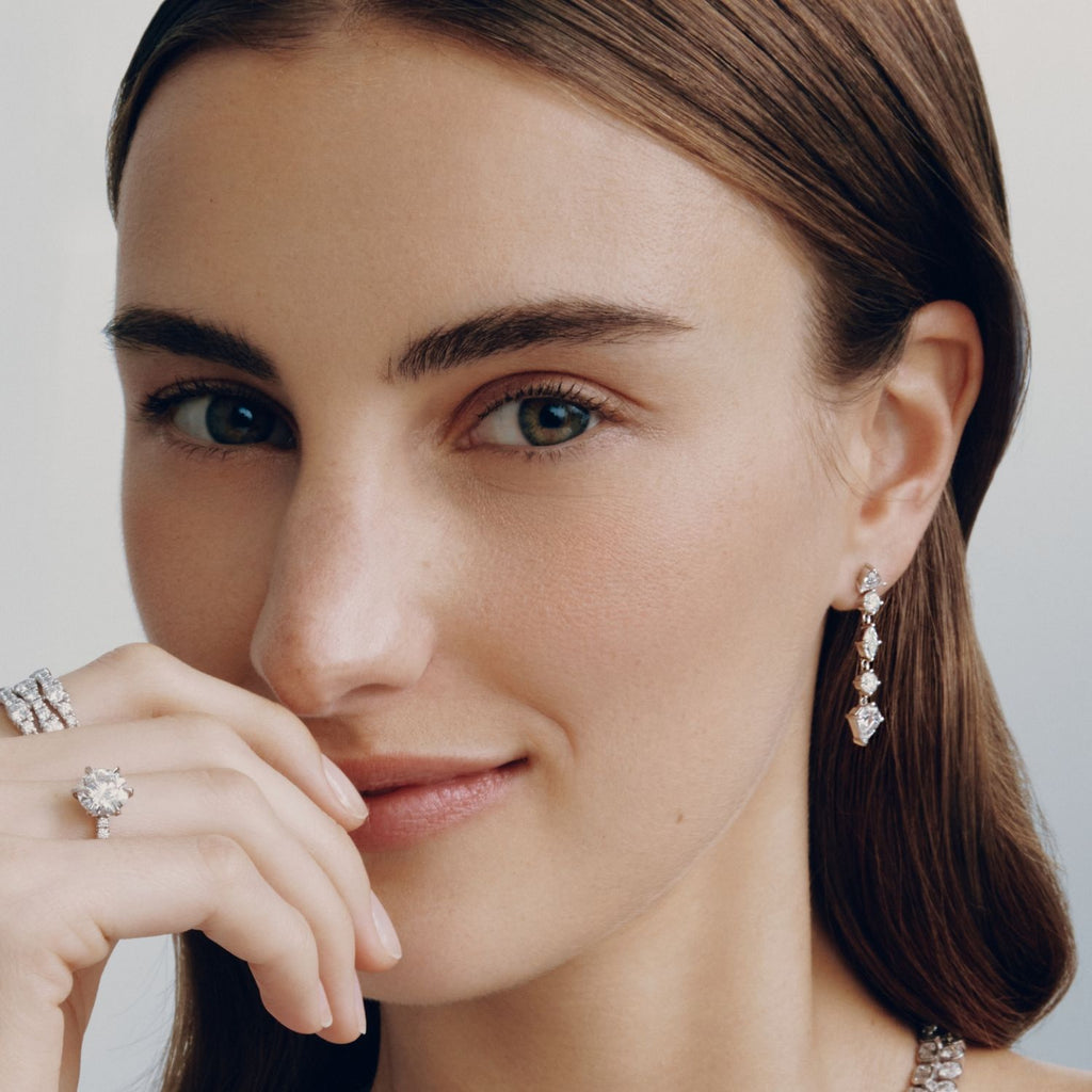 Mixed Drop Shield14K White Gold Earrings w. 3.0ct Lab-Grown Diamonds