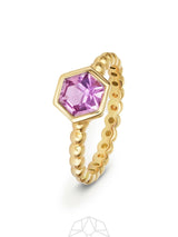 Pink Safir Hex 14K Guld Ring