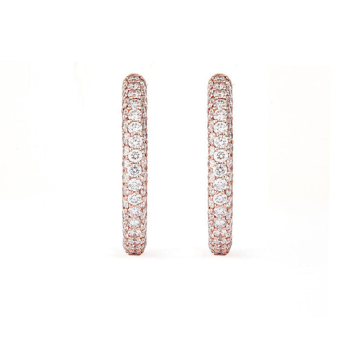 Classic Pavé 21 mm 18K Rosegold Hoops w. Diamonds