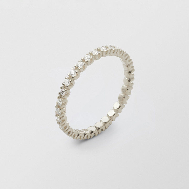 Soft Full Eternity 18K Whitegold Ring w. Diamonds