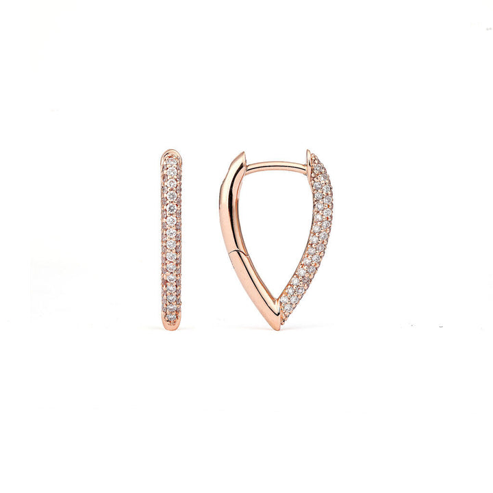 Drop Link Mini Pavé (18 mm) 18K Rosegold Hoops w. Diamond
