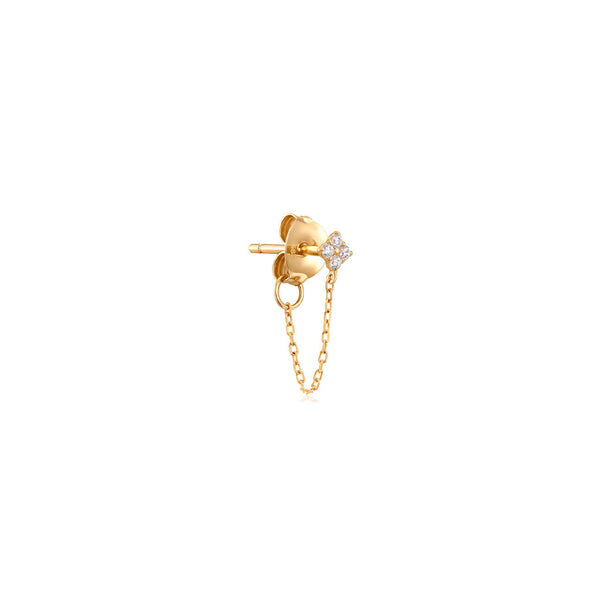Dala Diamond Loop Chain Stud 9K Gold Stud w. Diamonds