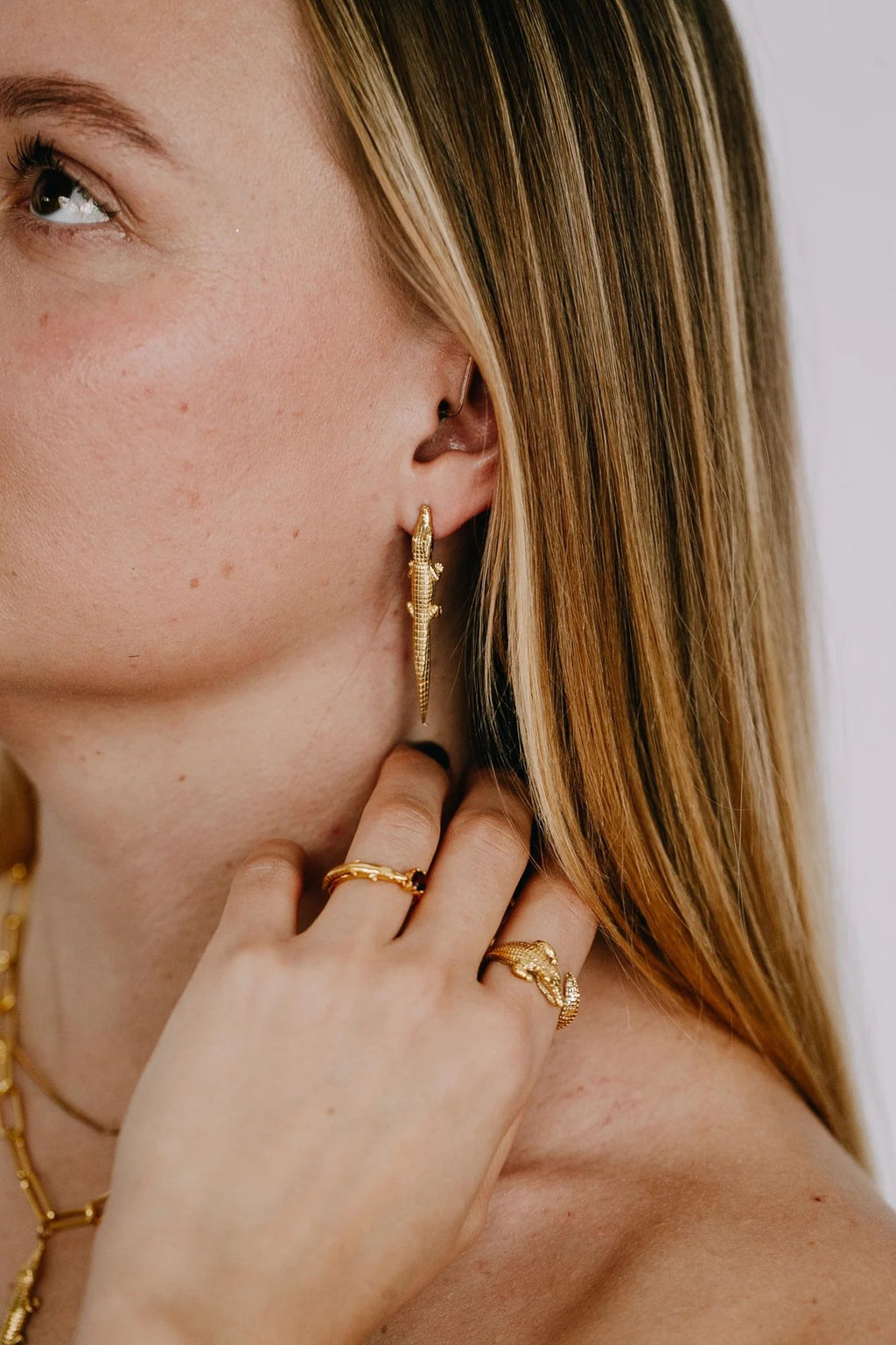 Alligator Gold Plated Earrings