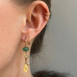 Spiral Seafire 18K & 22K Guld Ørering m. Perle, Smaragd & Diamant