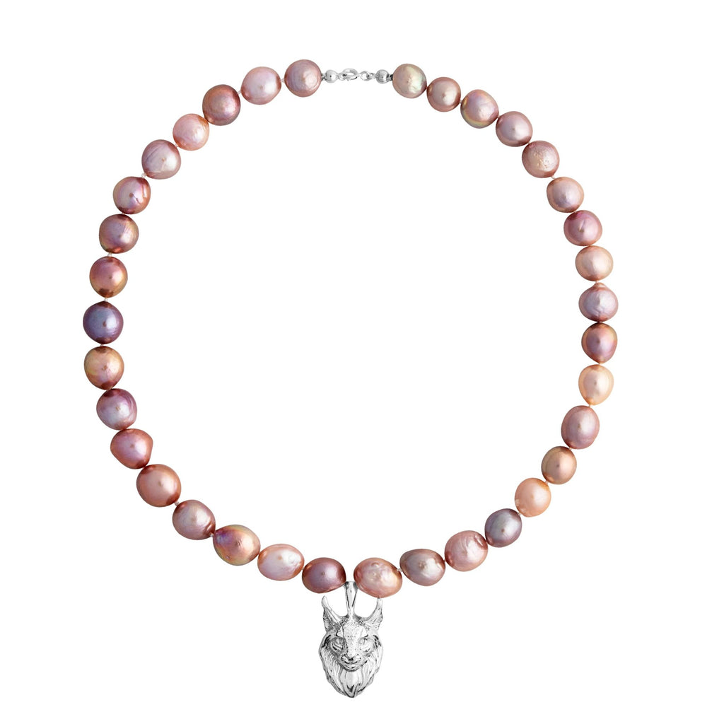 Lynx Silver Necklace w. Pearls