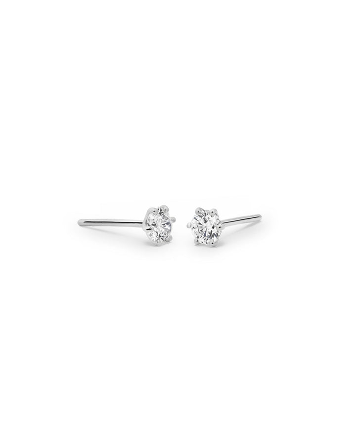 Six Prong Diamond 14k Whitegold Studs w. Diamonds