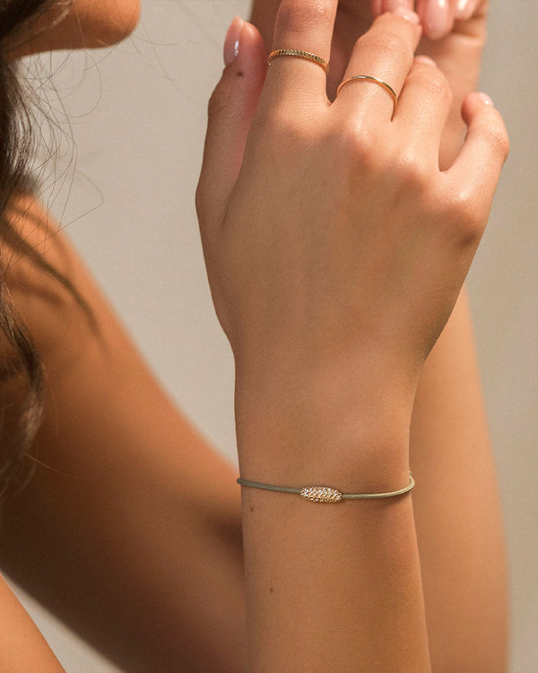 Pavé Cord Grøn 14k Guld Armbånd m. Lab-Grown Diamanter