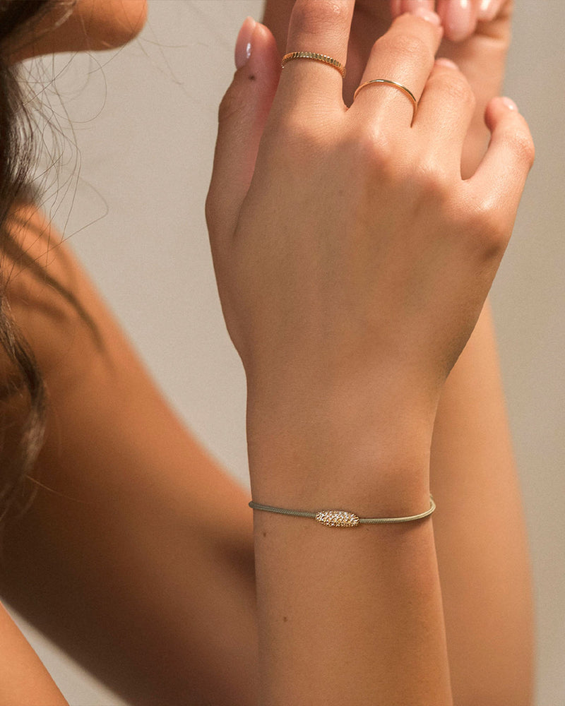 Pavé Cord Grøn 14k Guld Armbånd m. Lab-Grown Diamanter