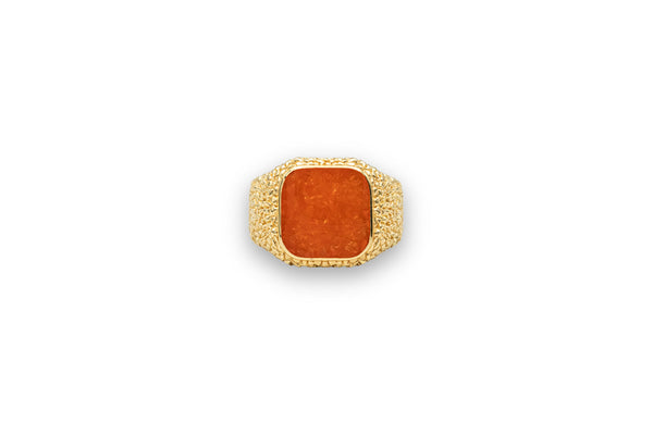 IX Crunchy Cushion 22k Forgyldt Ring m. Ravfarvet Emalje