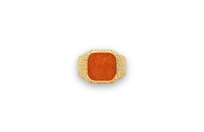 IX Crunchy Cushion 22k Forgyldt Ring m. Ravfarvet Emalje