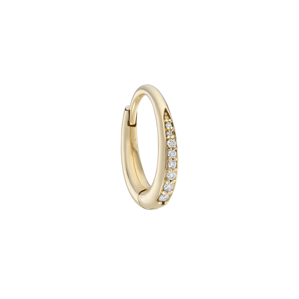 Diamond Dodu Chunky Oval 9K Gold Hoop w. Diamonds