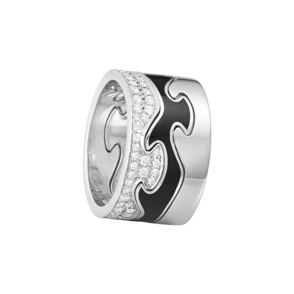 Fusion 18K Hvidguld Ring m. Sort HyCeram & Diamanter