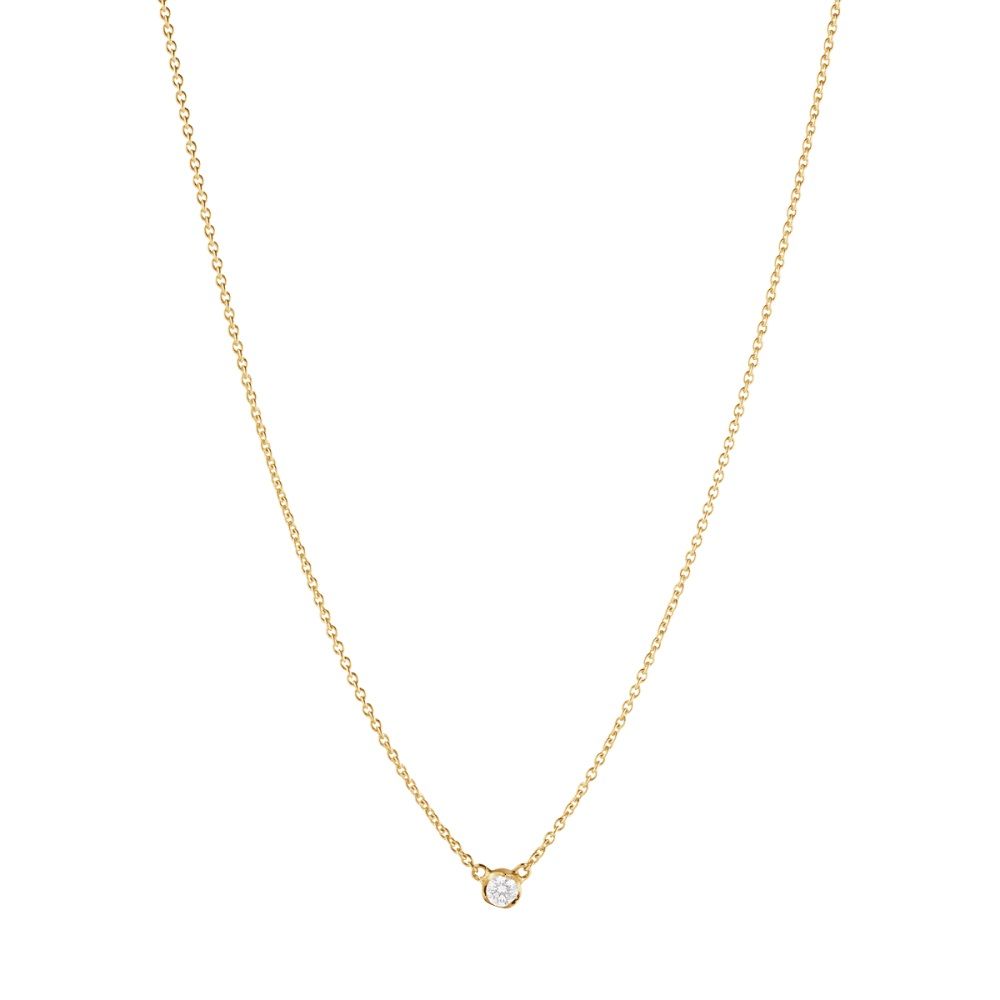Signature Solitaire 18K Gold Necklace w. 0.05ct Diamond