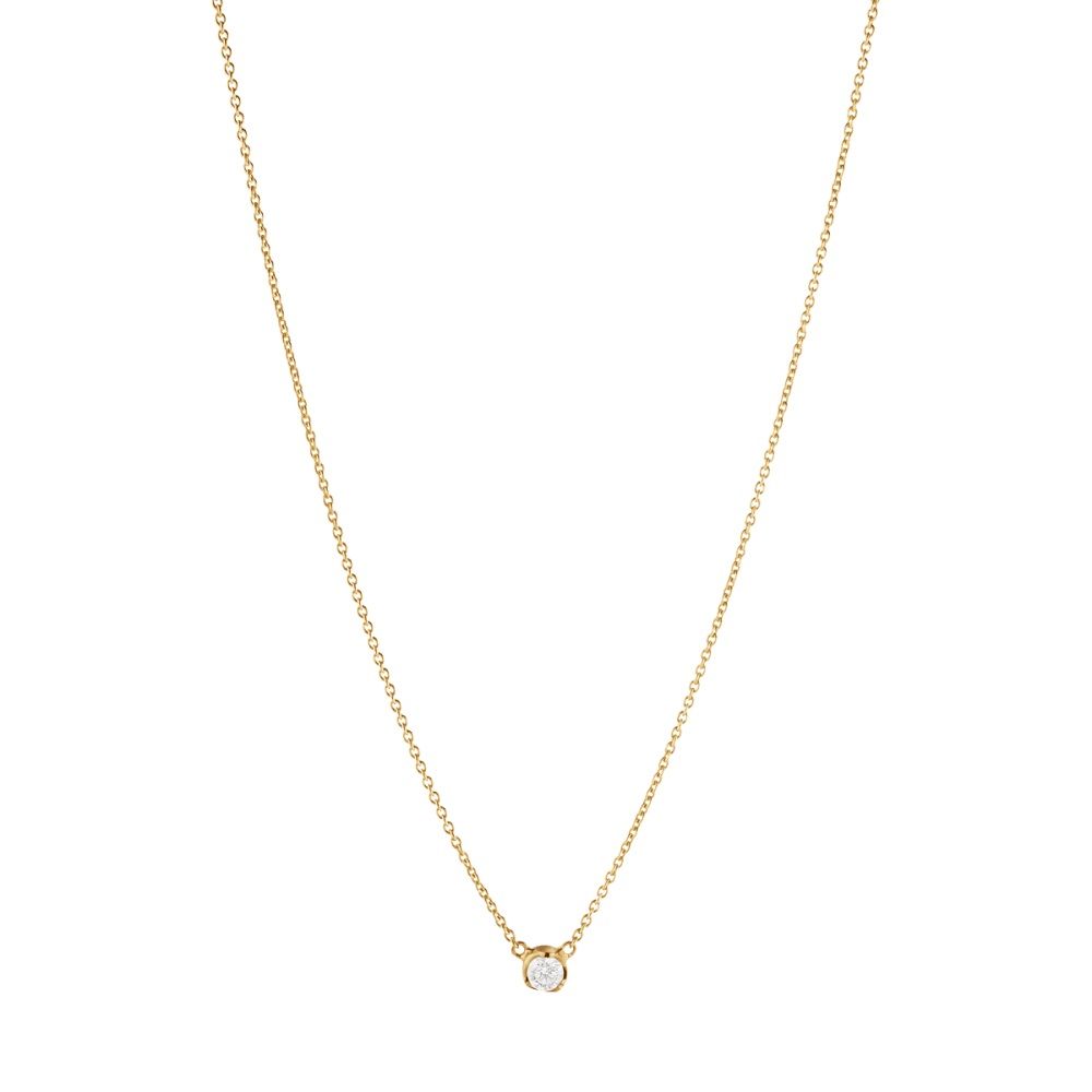 Signature Solitaire 18K Guld Halskæde m. 0.10ct Diamant