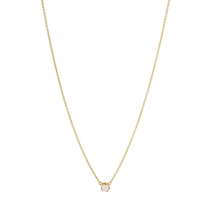 Signature Solitaire 18K Gold Necklace w. 0.10ct Diamond